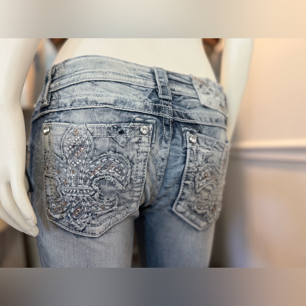 NEW!! Miss Me Blue Boot Cut Jeans with Faded Whiskering
